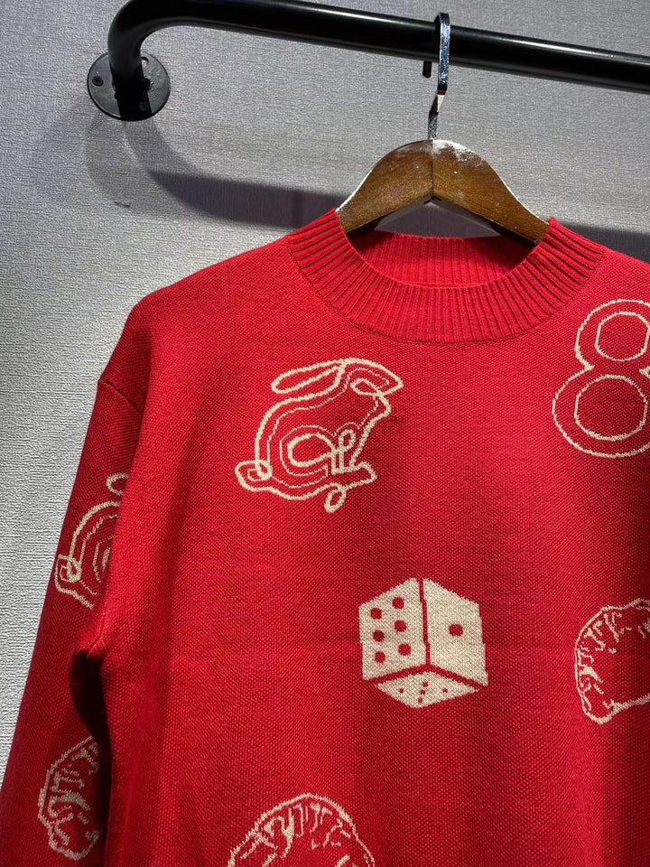Dame striktrøje med kreativt print og sportsligt design Stilla