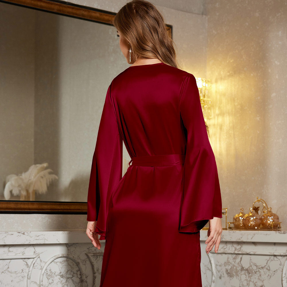 Dame Satin Kimono-rog med elegante spidsudsmykninger og bred pasform Stilla