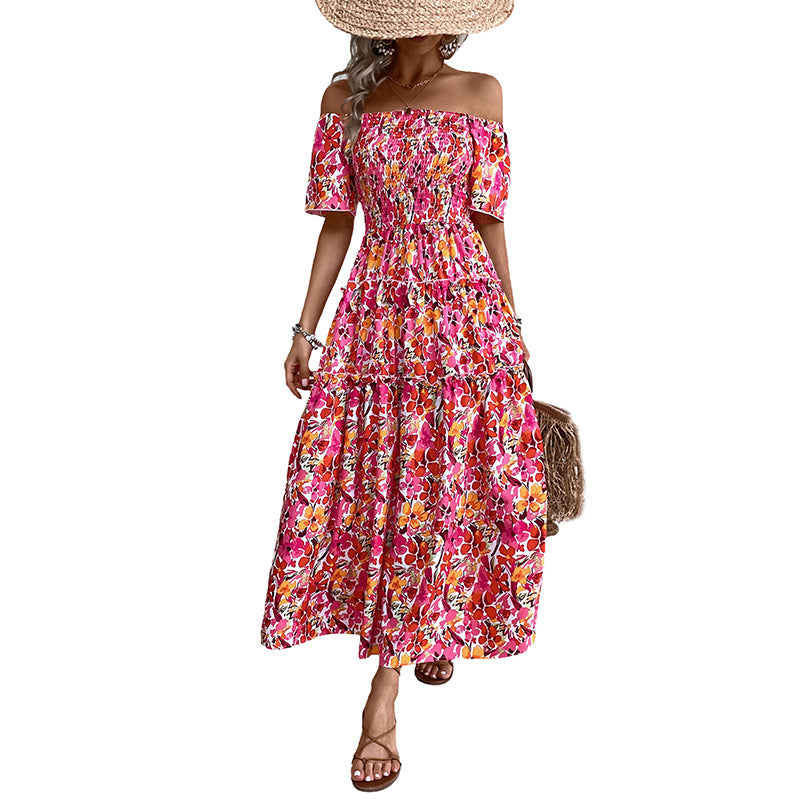 Dame Off-Shoulder Maxi Kjole med lagdelt Ruffles Design Stilla