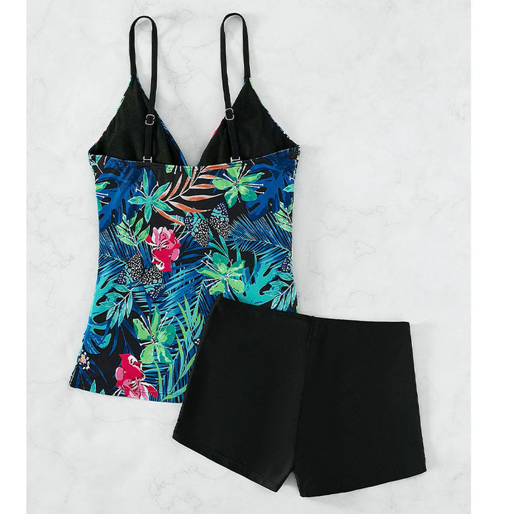 Dame Tankini-sæt med blomster top og komfortable shorts Stilla