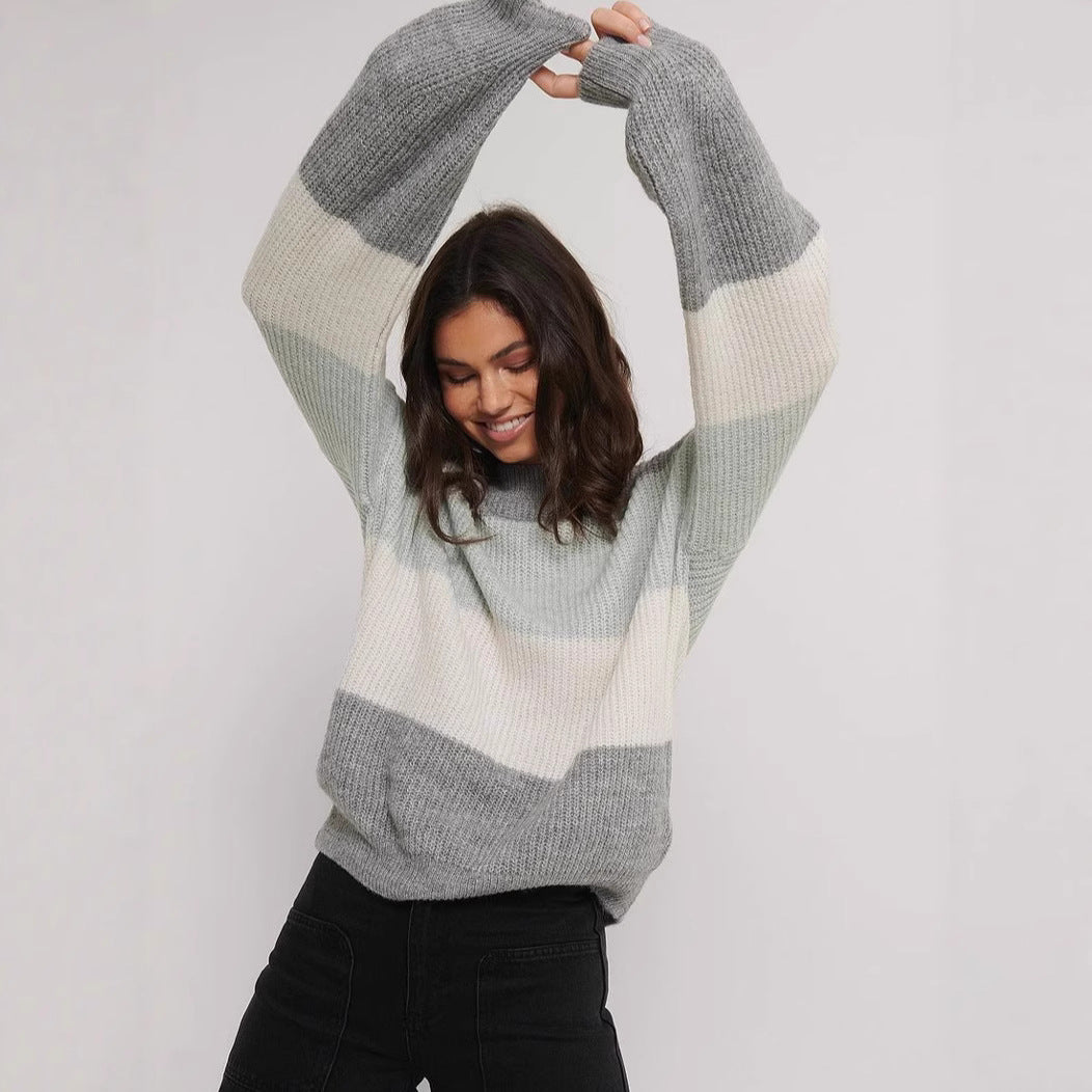 Kvinders fashionable sweater med farvekoordineret blokdesign og afslappet snit Stilla