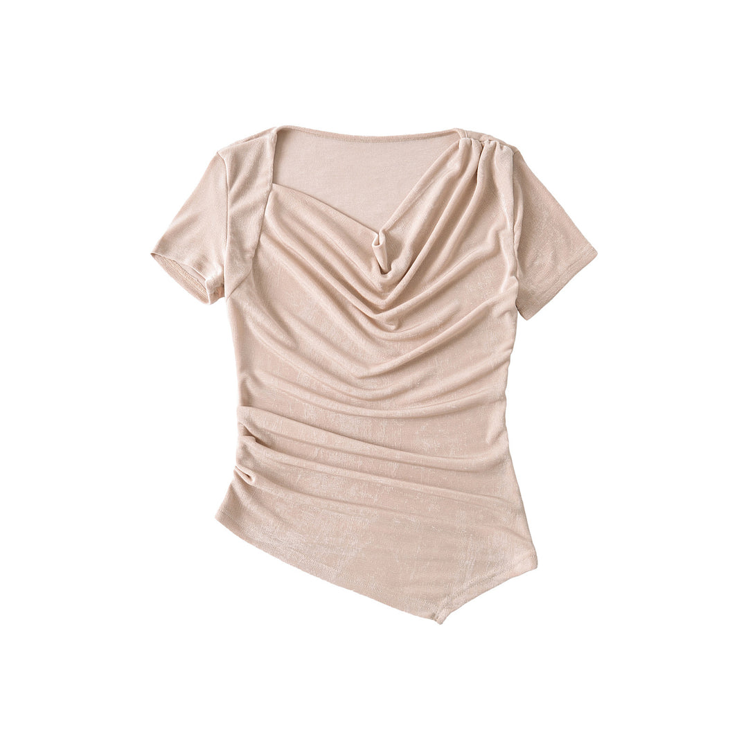 Dame elegant top med asymmetrisk snit og flot draperingsdetalje Stilla