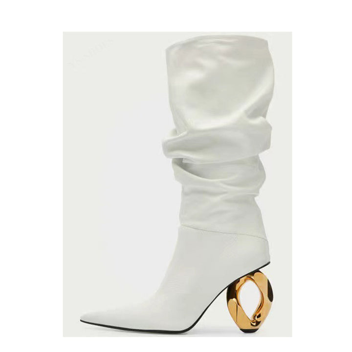 Femme Over-knæ Slouchy Stiletto-støvler med unikt hældesign Stilla