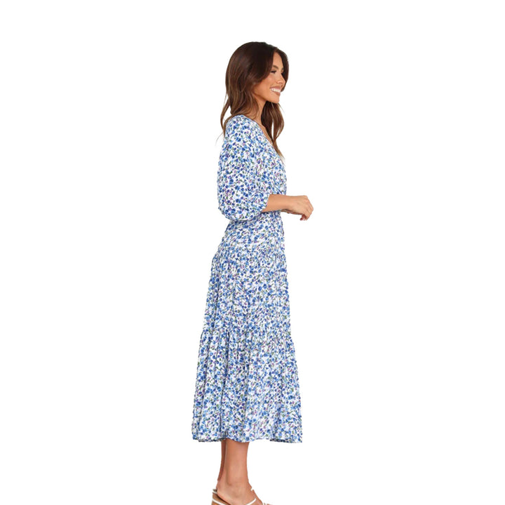 Women's Summer Maxi Dress with Open Décolleté and Floral Pattern Skovae