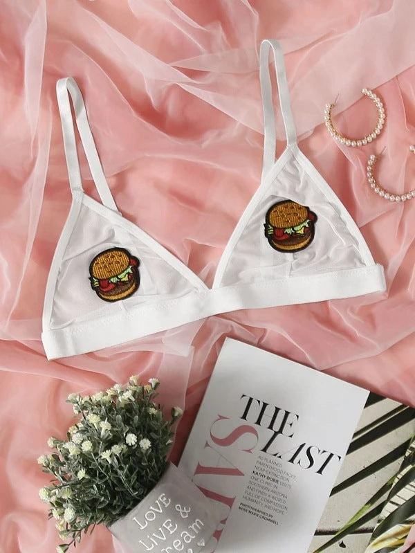 Dame Novelty Bralette med broderet patch Stilla