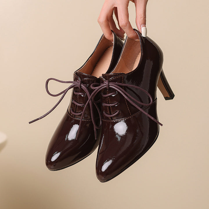 Femme Spitz-tå Snørebånd High-Heel Oxfords Stilla