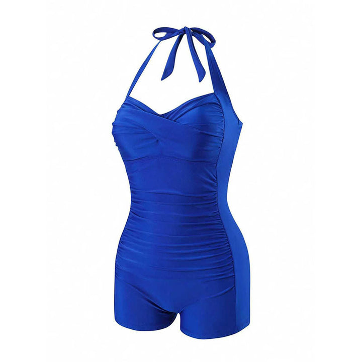 Dame Halterneck swimsuit med flatterende drapering Skovae