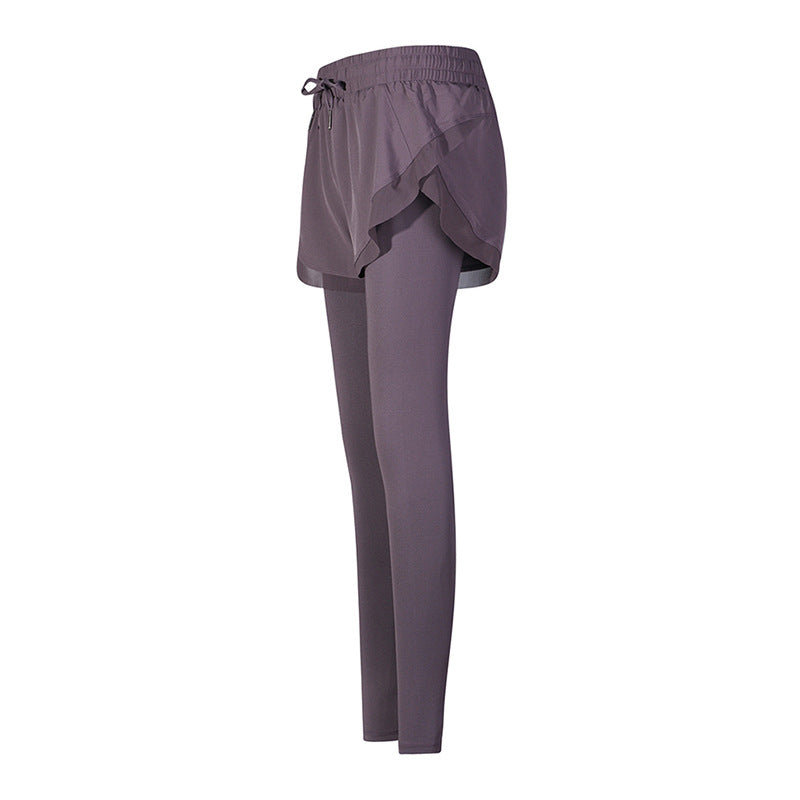 Dame Sporty kompressions leggings med integreret shorts-design og elastisk kant Stilla
