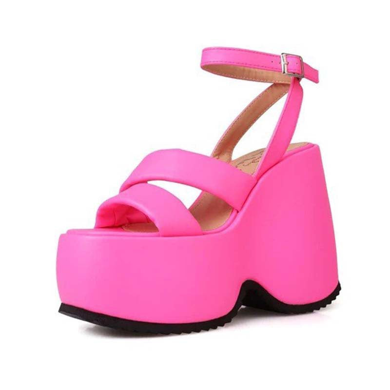 Femme Chunky Plattform Sandaler med justerbar ankelrem Stilla