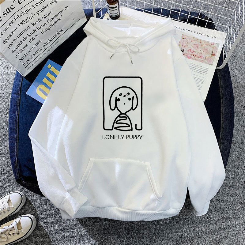 Kvinders hoodie med kreativt hundemotiv Skovae