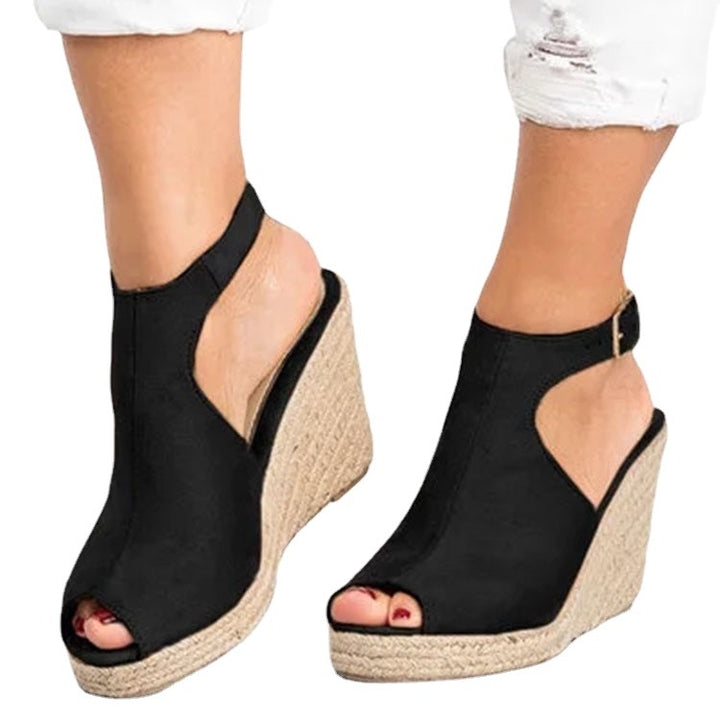 Dame Wedge-sandaler med åben tå og justerbar rem Stilla