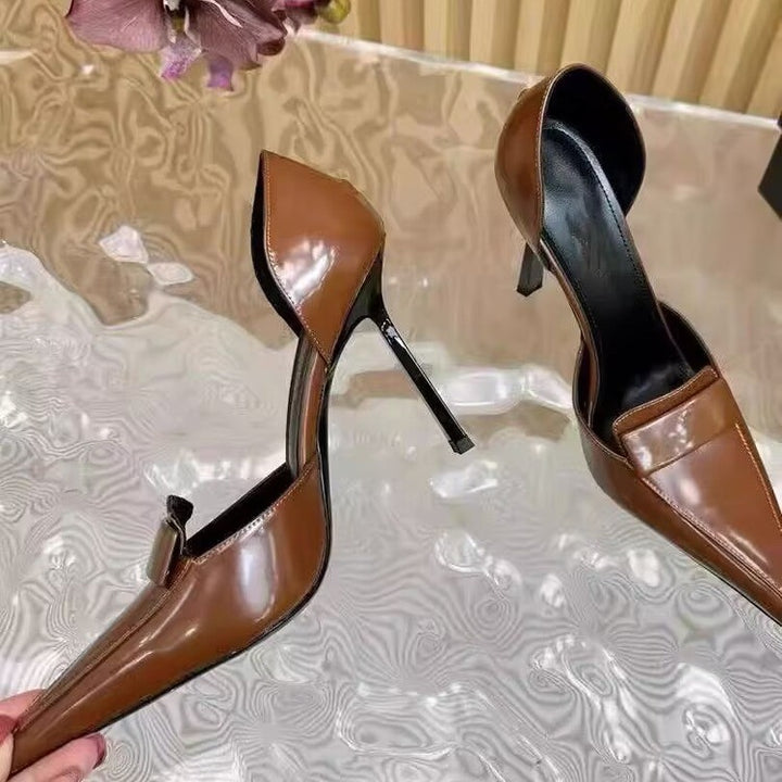 Kvinder Spids Tå High Heels med Kontrastrem Detail Stilla