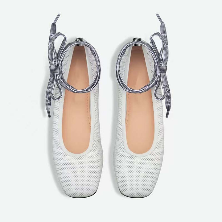 Femme Elegante Snøre Ballerina Flade Stilla