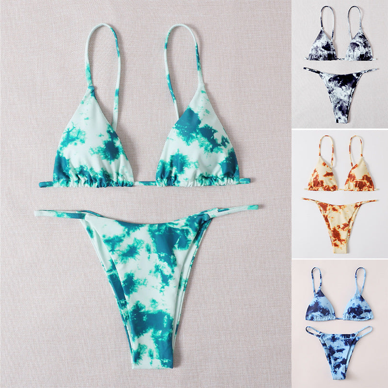 Dame Triangel-Bikini med stilfuldt batikdesign Skovae