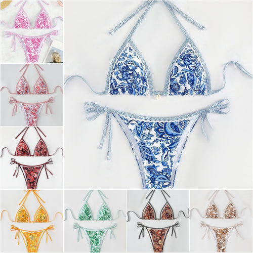 Dame trekantstring-bikini-sæt med justerbare bindinger Stilla