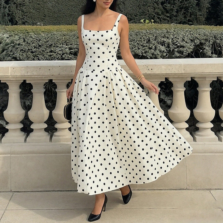 Kvinder Elegant Prikket Maxi Kjole Stilla