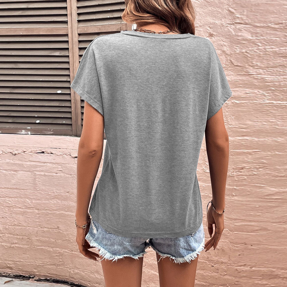 Kvinders casual V-hals t-shirt med faldne ærmer Stilla