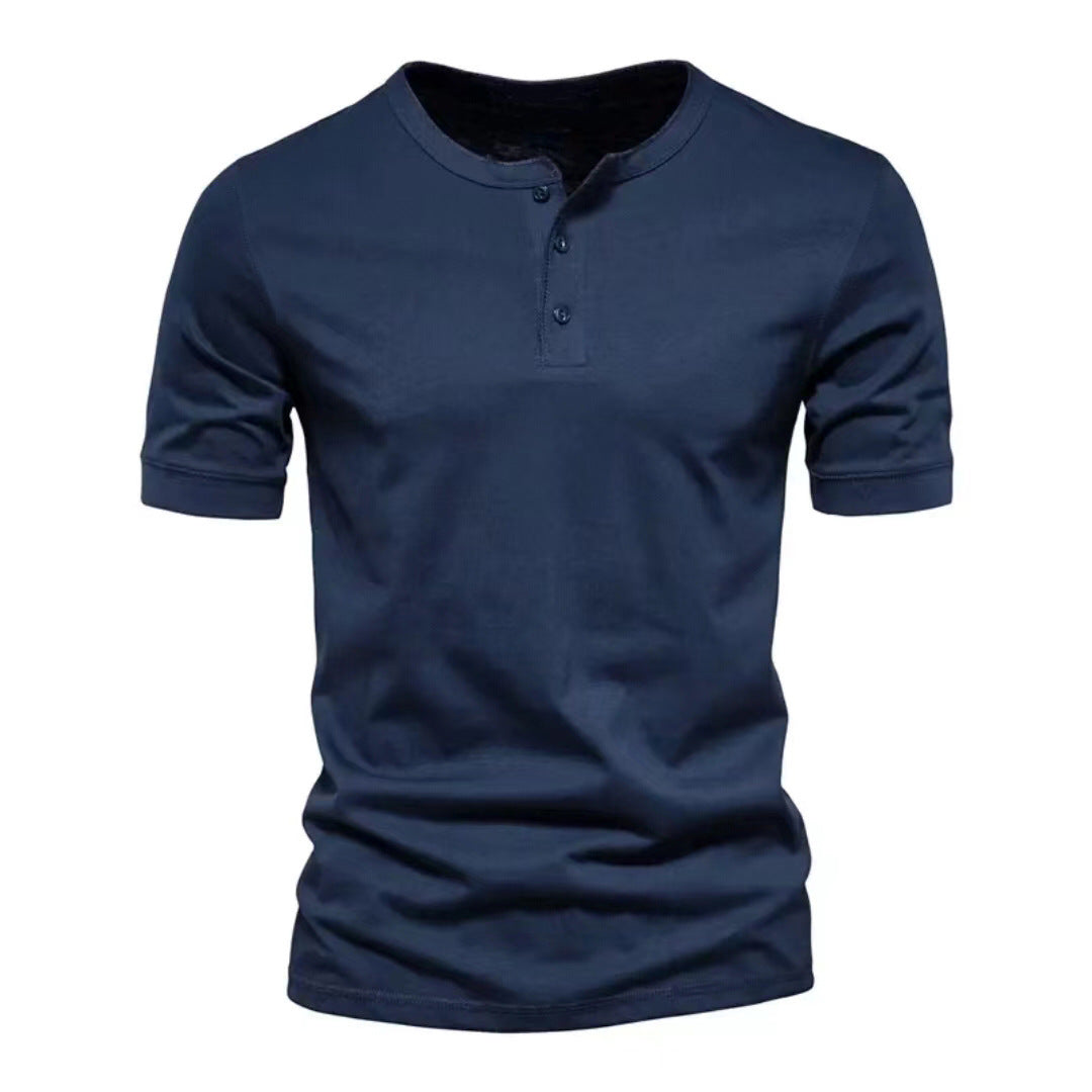 Herrer Korte Ærmer Henley T-Shirt lavet af åndbart bomuldsblanding Stilla