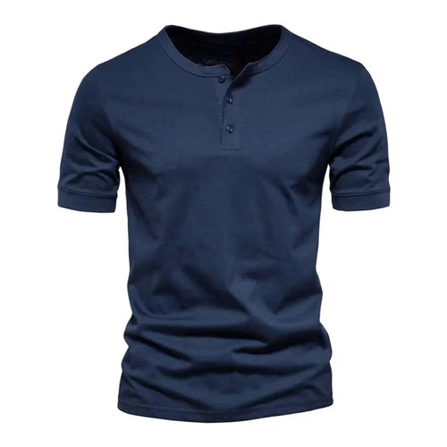 Herrer Korte Ærmer Henley T-Shirt lavet af åndbart bomuldsblanding Stilla