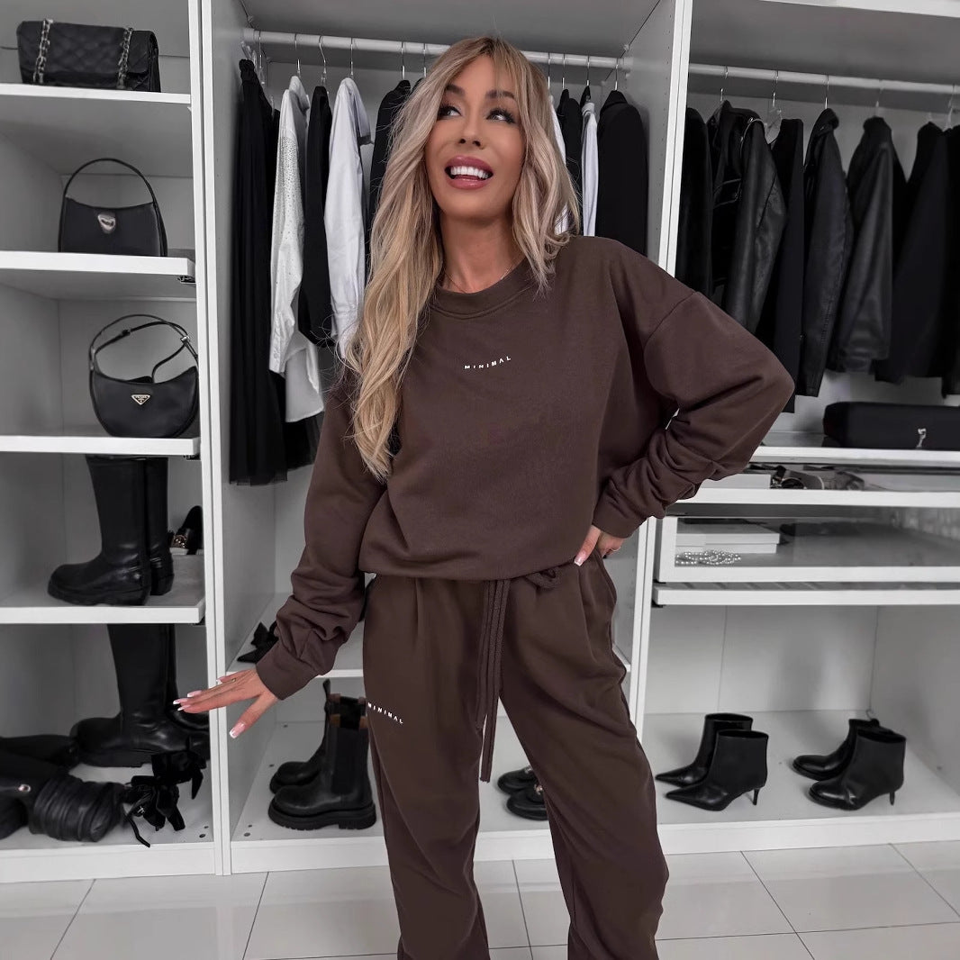 Dame Casual Loungewear Sæt med Komfortabel Sweatshirt og Behagelige Joggers