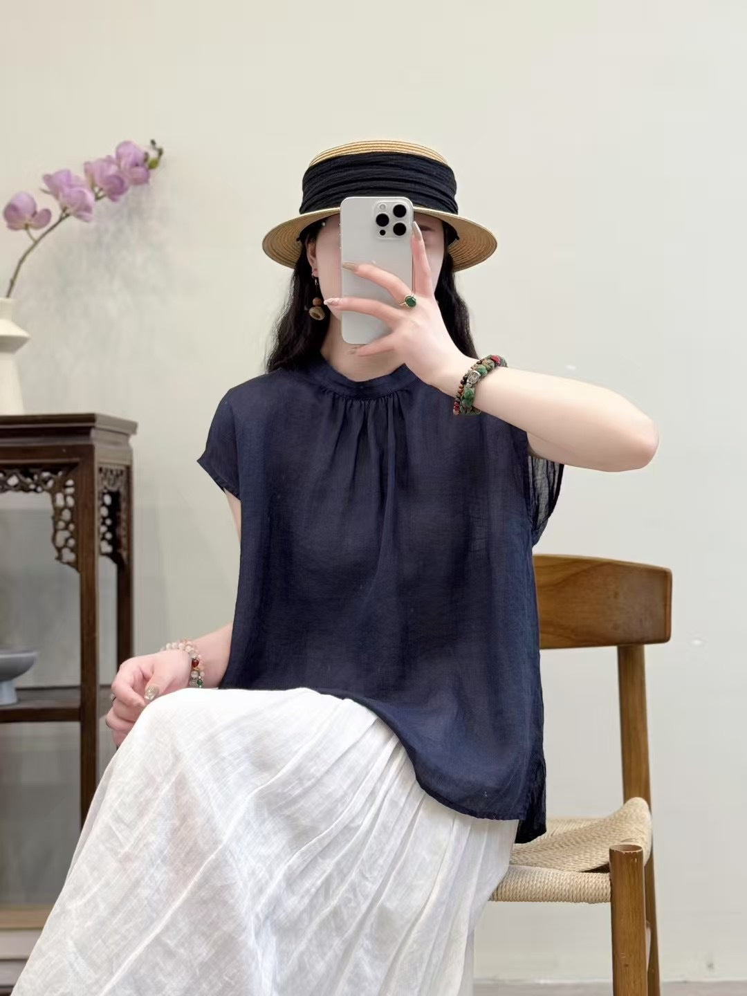 Femme Relaxed Fit Luftige Linnedbluse Stilla