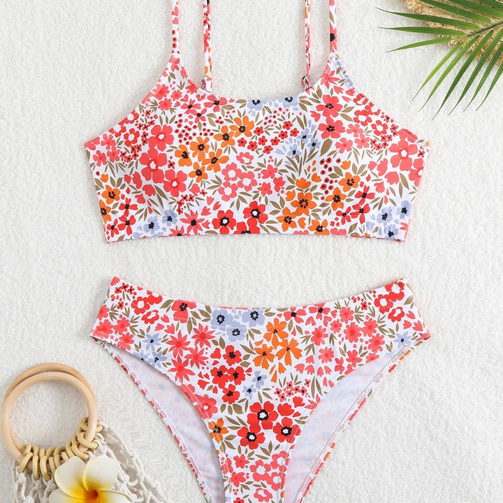 Dame komfortabel bikini sæt med blomstermønster og justerbare stropper Stilla