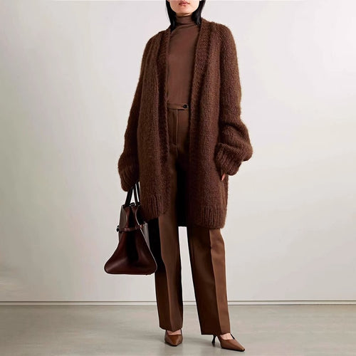 Dame Plus Size Strikket Frakke Stilla