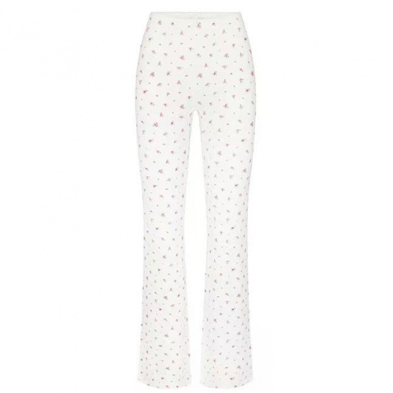 Dame Floral Print Flared Bukser Stilla