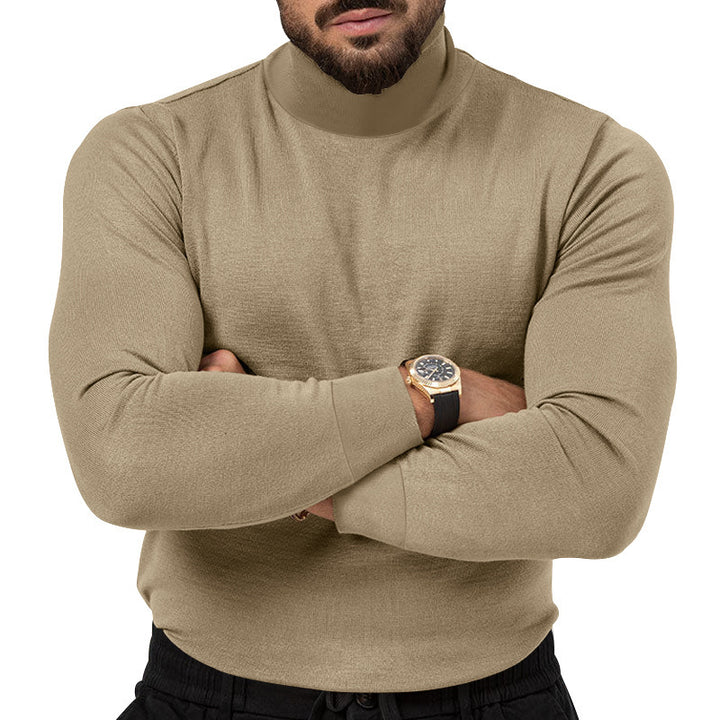 Herrer høj afsluttende strikket sweater med fin tekstur Stilla