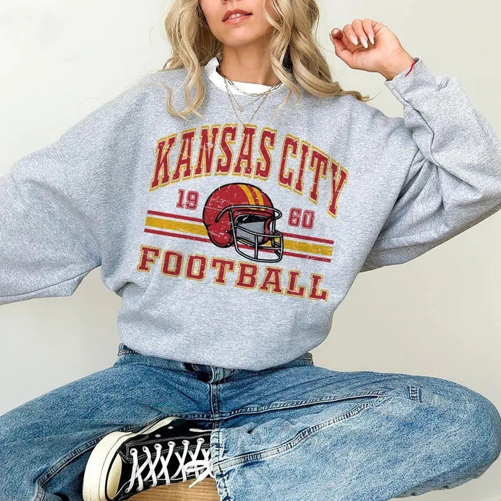 Kvinder Oversized Sweatshirt med nostalgisk fodboldmotiv Skovae
