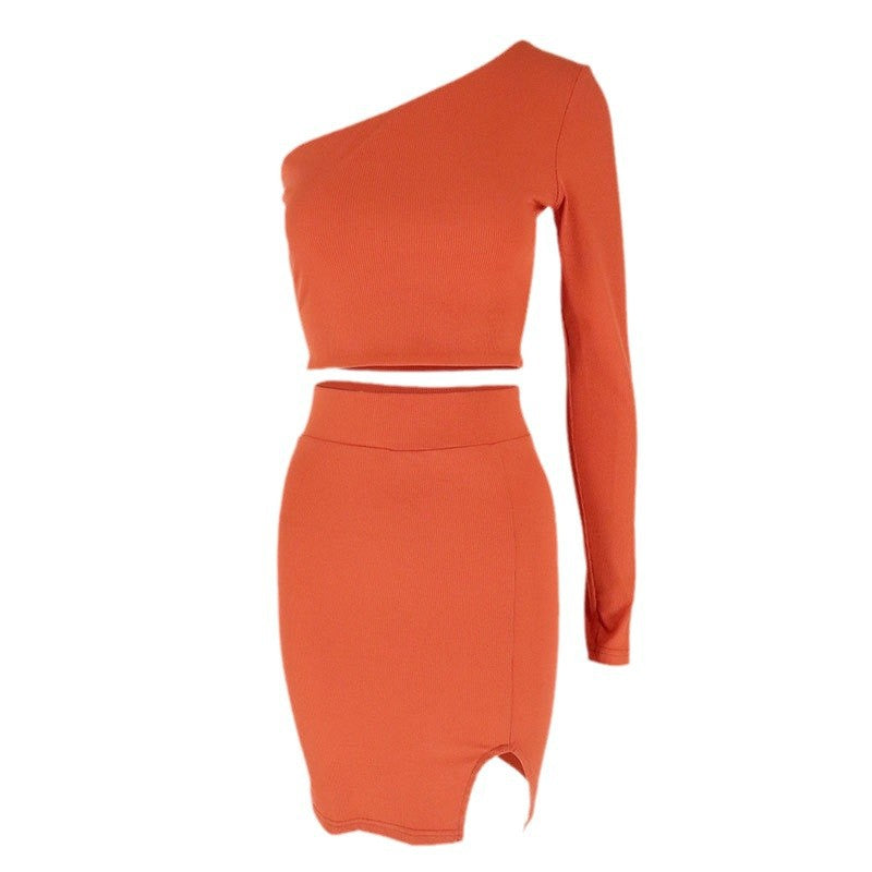 Dame asymmetrisk Crop-Top og figursyet Mini nederdel sæt Skovae