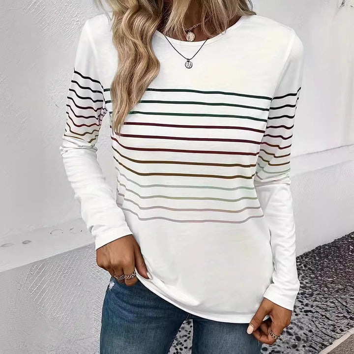 Dame afslappet T-shirt med horisontalt stribemønster Stilla