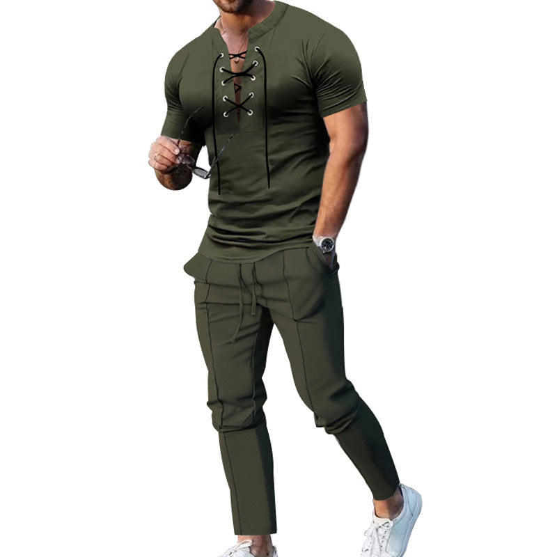 Herrer afslappet sportoutfit med moderne snøredesign og praktiske lommer Stilla
