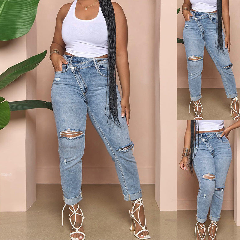 Damer frayed mom jeans med høj talje og distressed detaljer Stilla