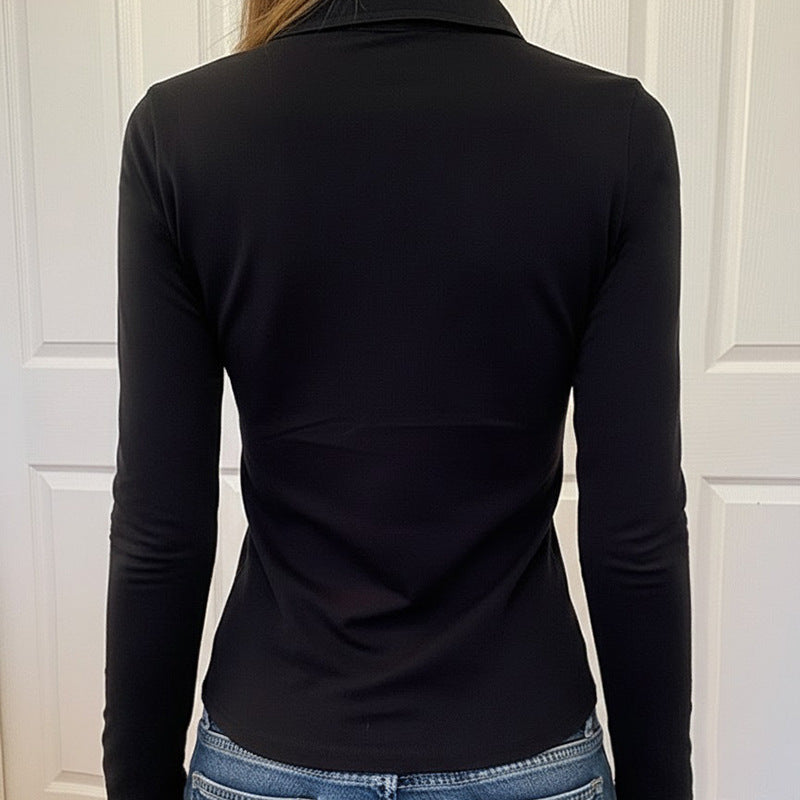 Dame polo shirt med stilfulde lommer og elegante trykknapper Skovae