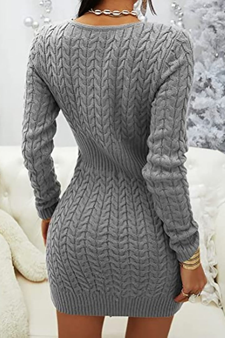 Stilla | Zipper V-hals Bodycon Trøje Kjole