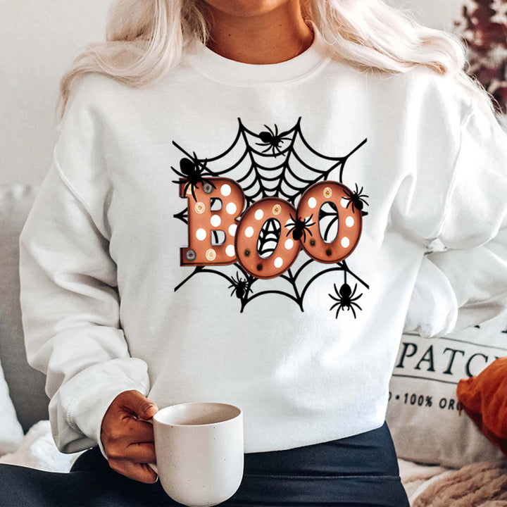 Kvinders sweatshirt med kreativ Halloween edderkoppespind design Stilla