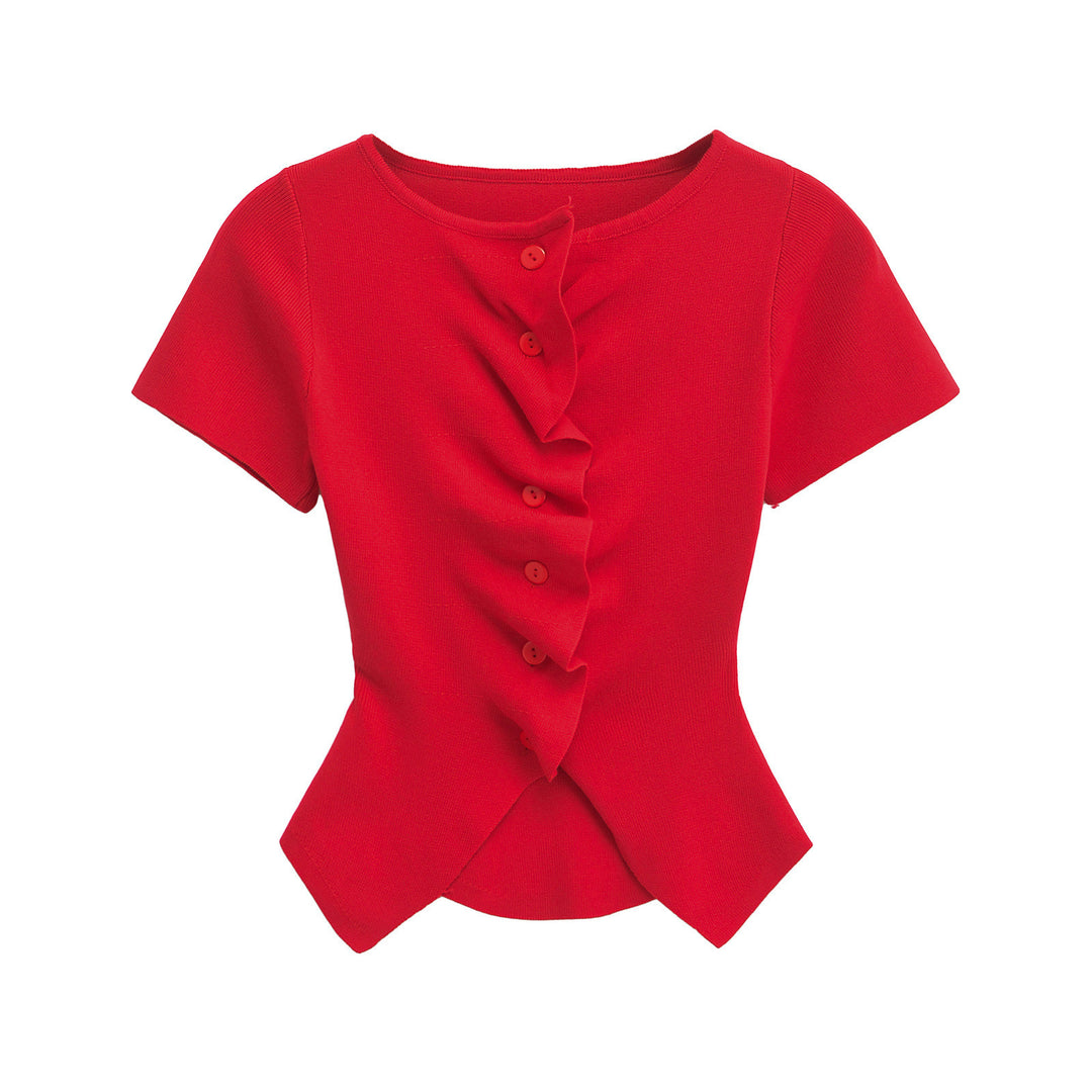 Dame Rüsch.Button-Up Peplum Bluse Stilla