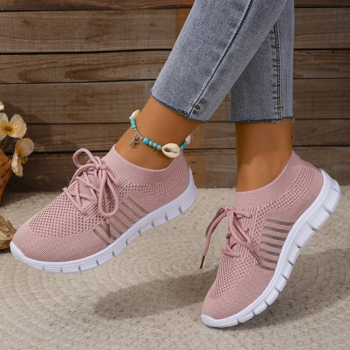 Dame åndbare sneakers med elastisk strikket overdel og skridsikker sål Stilla