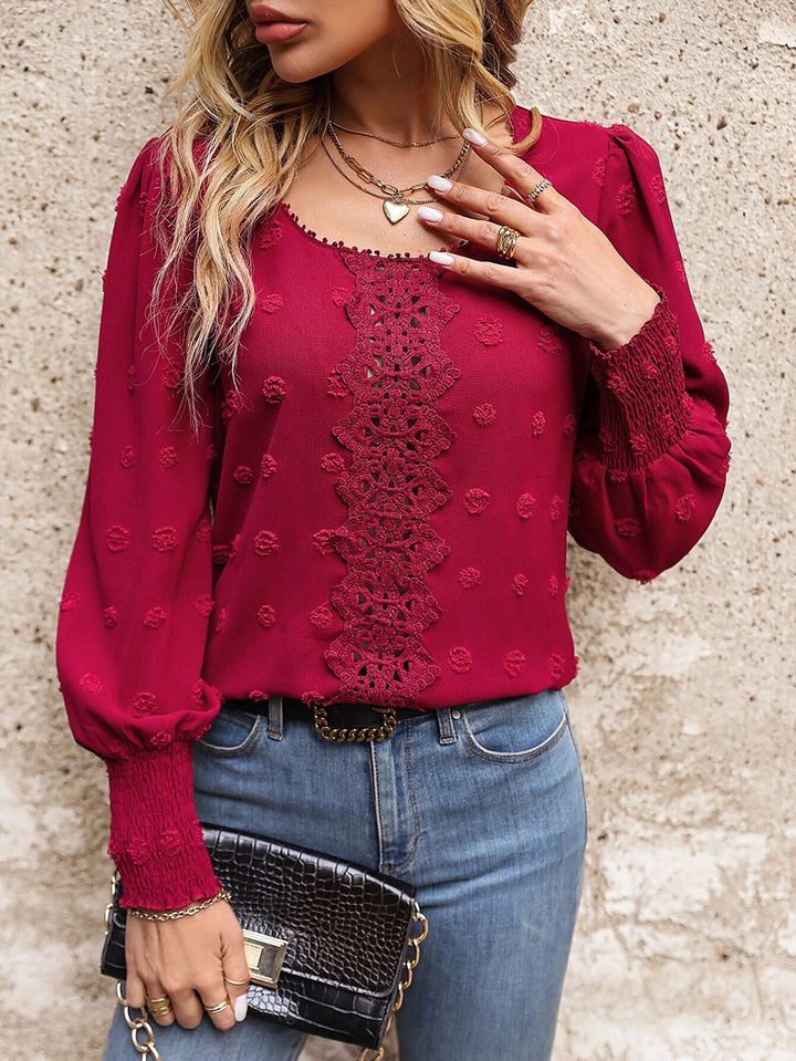 Dame romantisk spidsbluse med dekorativ broderi Stilla