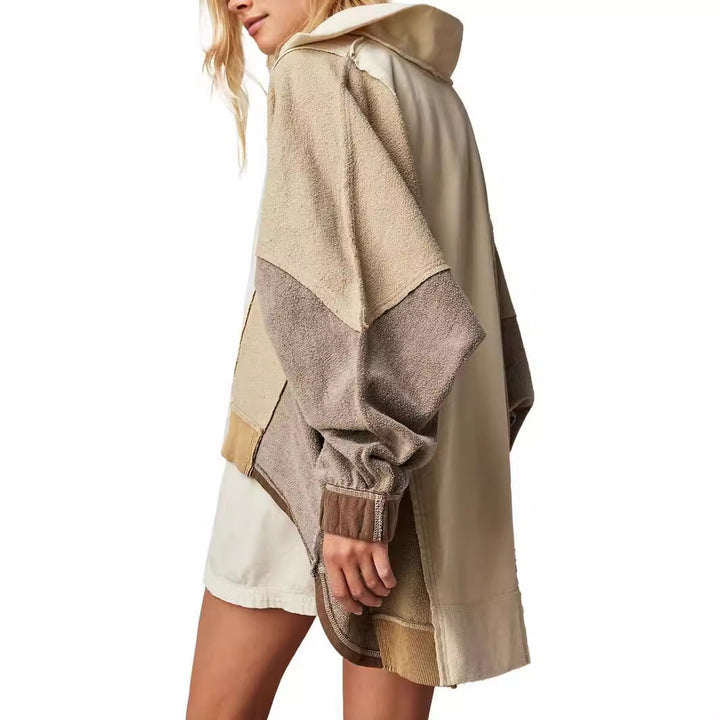 Damer afslappet sweater i patchwork-design Stilla