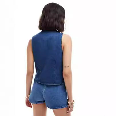 Dame Denim Bustier-top med legende snørredetalje Skovae