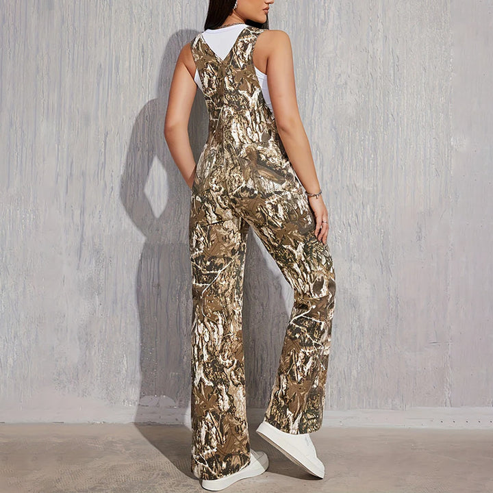 Dame Cargo-Overalls i urban camouflage-look med bred pasform Stilla