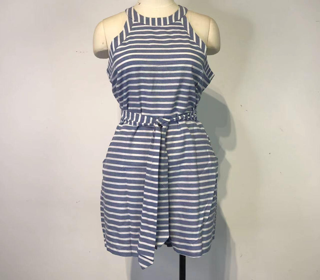 Damer Casual Jumpsuit med bælte og lommer Stilla