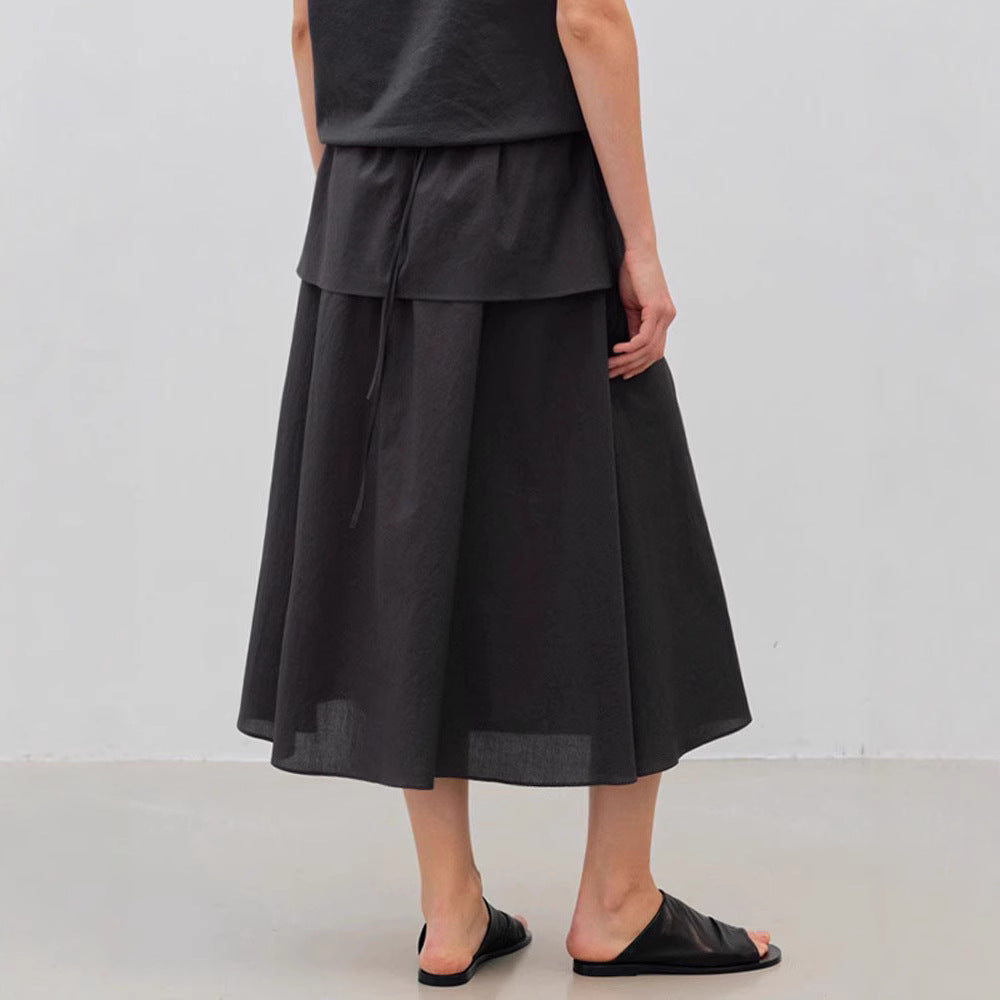 Kvindernes elegante maxi nederdel med flydende snit og elastisk talje Stilla