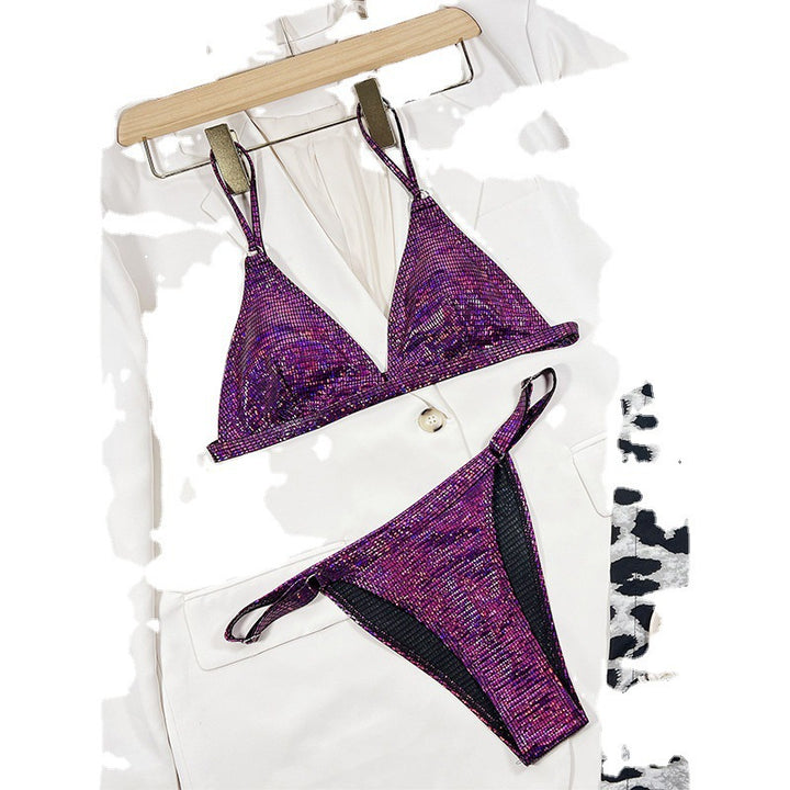 Dame triangel-bikini-sæt med skinnende mesh og justerbare stropper Stilla