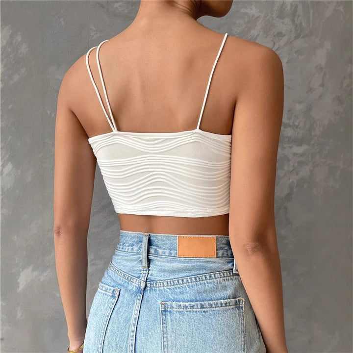 Dame Crop-top med raffineret bølgestruktur og justerbare spaghettistropper Stilla