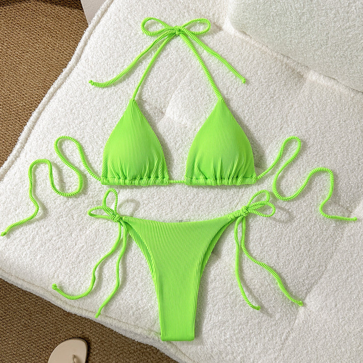 Damer trekant-bikini med elastiske bindebånd og ribbet look Skovae