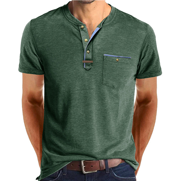 Herrer Kortærmet Henley T-shirt med modiske detaljer Stilla