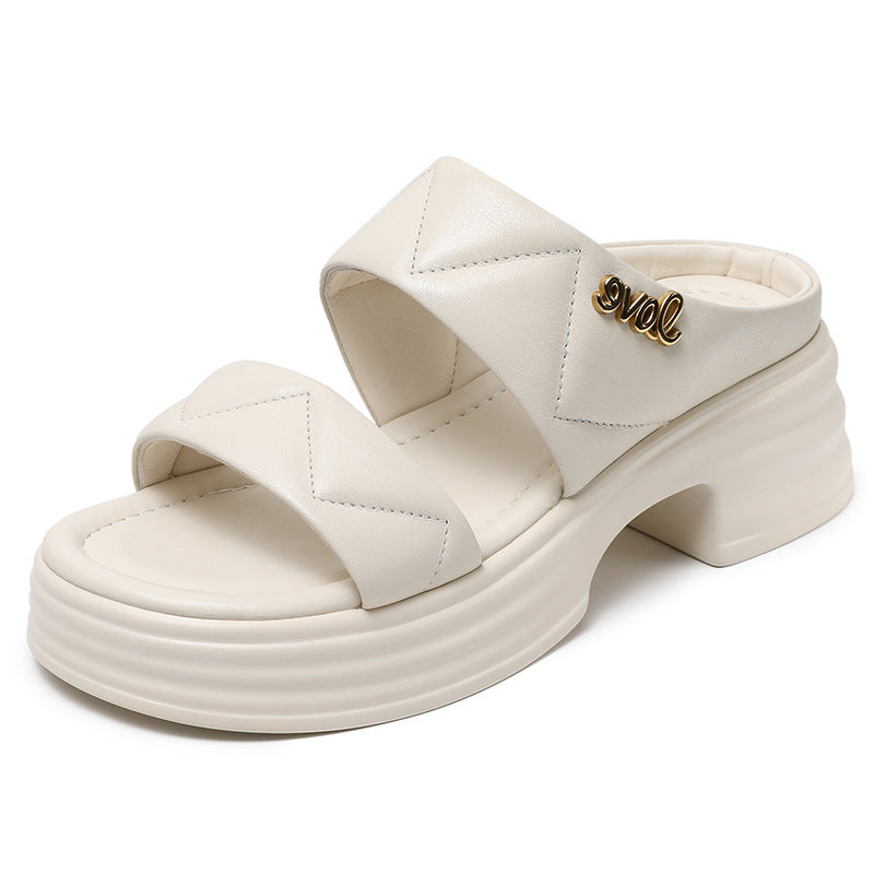 Dame platform slide sandaler med dekorative stropper Stilla